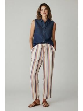 Angel Kiss Multicolor Striped Linen Beach Pants, Size Medium